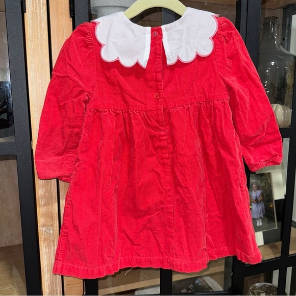 Mini Boden corduroy dress embroidered collar scalloped long sleeve toddler girl - Picture 6 of 7